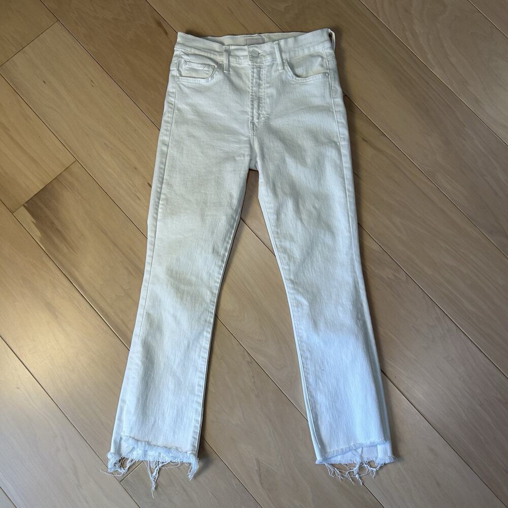 Mother Insider Crop Step Fray In Up In Fair Of Them All White Jeans Women’s 27
